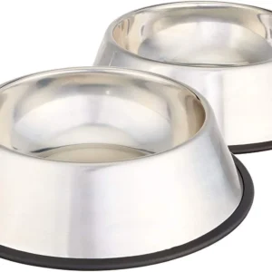 Amazon Basics Stainless Steel Non-Skid Pet Dog Water And Food Bowl