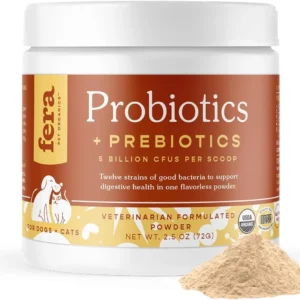 Fera Pet Organics Probiotics for Dogs & Cats - Vet Created - Cat & Dog Probiotic Supplement