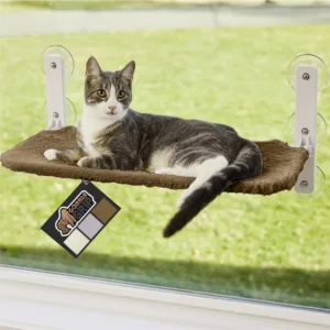 GORILLA GRIP Cat Window Perch, Sturdy Cat Hammock Bed Window Seat with 6 Large Suction Cups