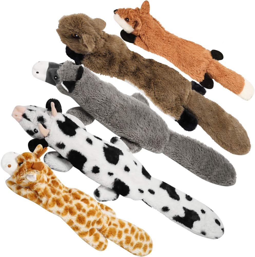 Nocciola Dog Squeaky Toys, 5 PCS Crinkle Plush Dog Toys