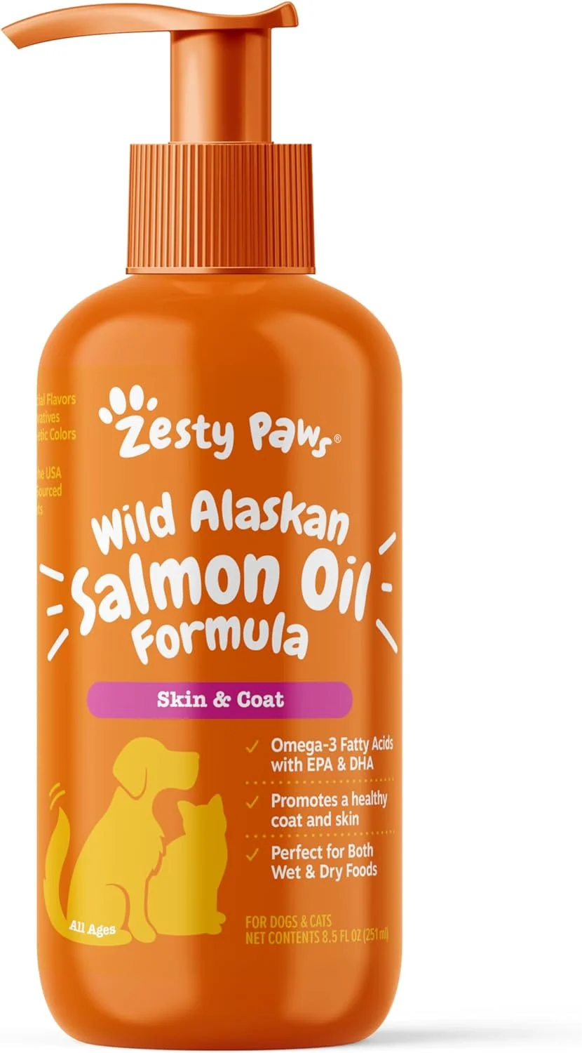Zesty Paws Wild Alaskan Omega-3 Blend Pollock + Salmon Oil for Dogs and Cats- Skin and Coat Support