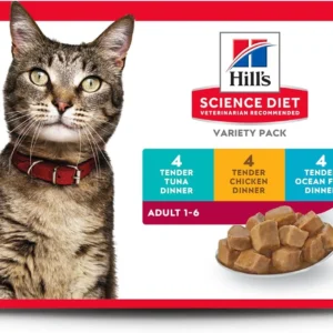 Hill's Science Diet Adult 1-6 Premium Nutrition, Wet Cat Food, Variety Case: Tuna; Chicken; Ocean Fish Stew