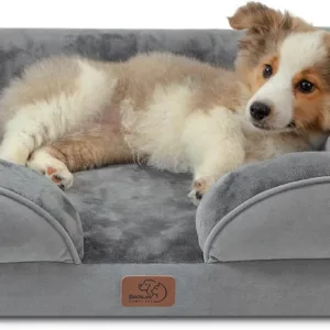 Bedsure Orthopedic Dog Bed Medium Size Dogs - Washable Medium Dog Bed Waterproof, Comfort Pet Couch with Washable Removable Cover