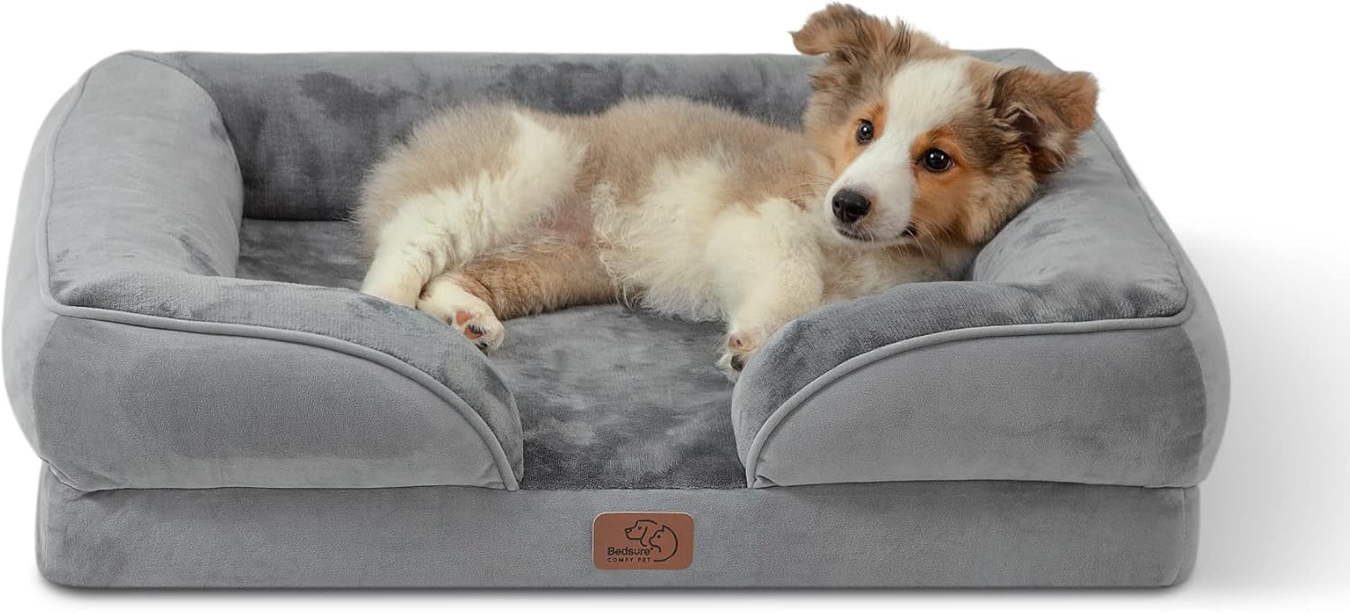Bedsure Orthopedic Dog Bed Medium Size Dogs - Washable Medium Dog Bed Waterproof, Comfort Pet Couch with Washable Removable Cover