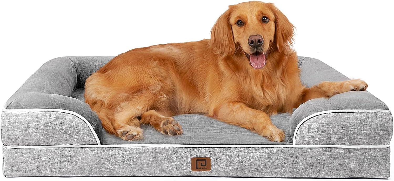 EHEYCIGA Orthopedic Dog Beds for Extra Large Dogs, Waterproof Memory Foam XL Pet Bed with Sides