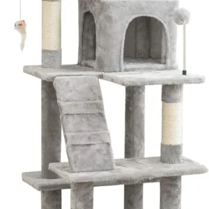 MWPO 63.8 inches Multi-Level Cat Tree for Large Cats with Sisal-Covered Scratching Posts, Padded Platform, Hammock and Condo