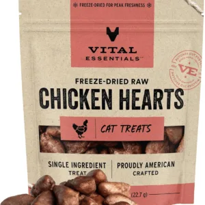 Vital Essentials Freeze Dried Raw Single Ingredient Cat Treats, Chicken Hearts, 0.8 OZ